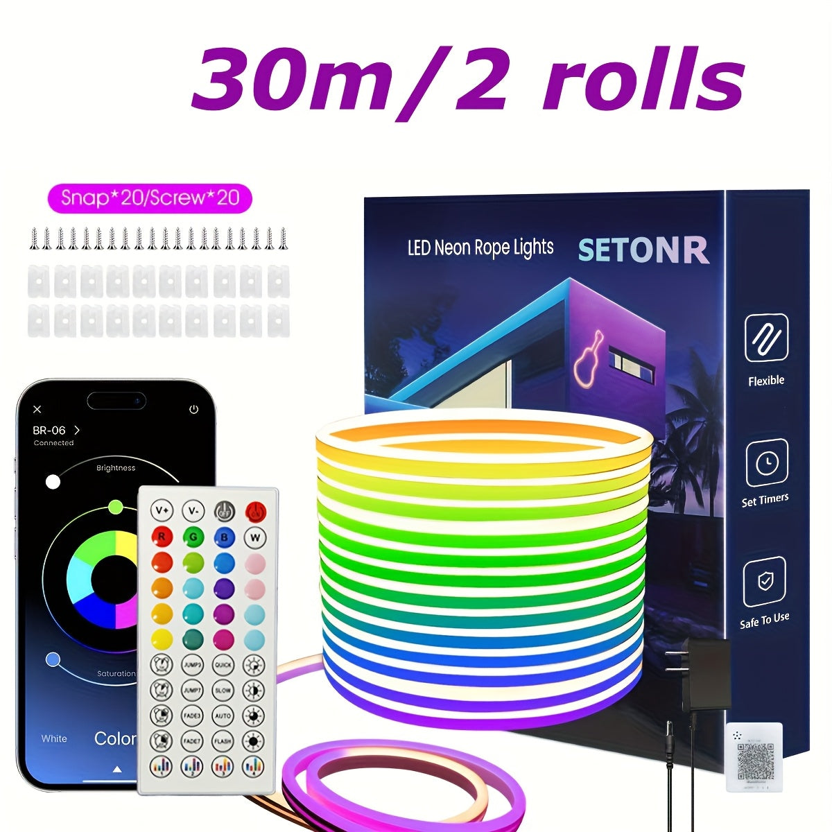 RGB LED Neónový Svetelný Pás – Ovládanie App/Diaľkový