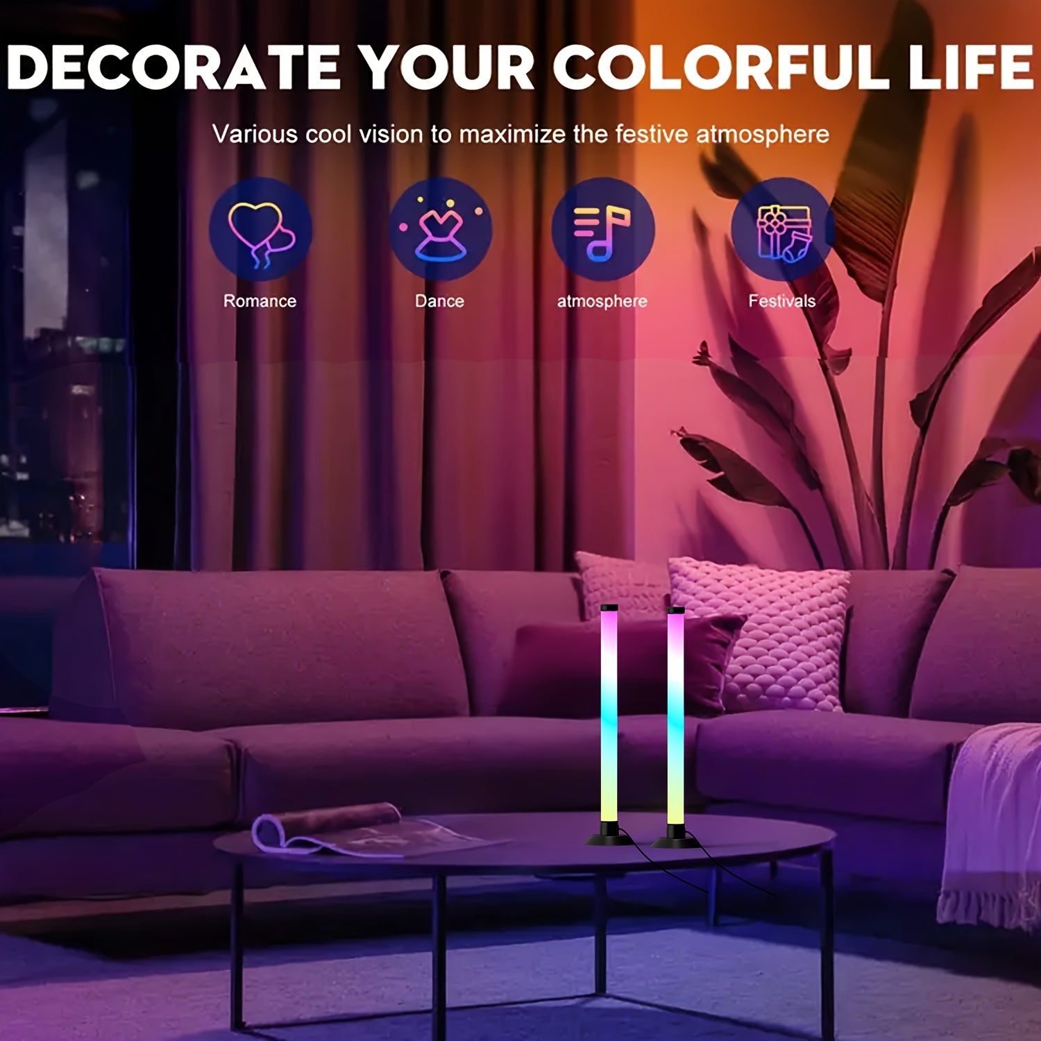 Smart RGB+IC LED Svetelné Panely – 2 ks, Ovládanie cez Appku a Diaľkový Ovládač, Music Sync